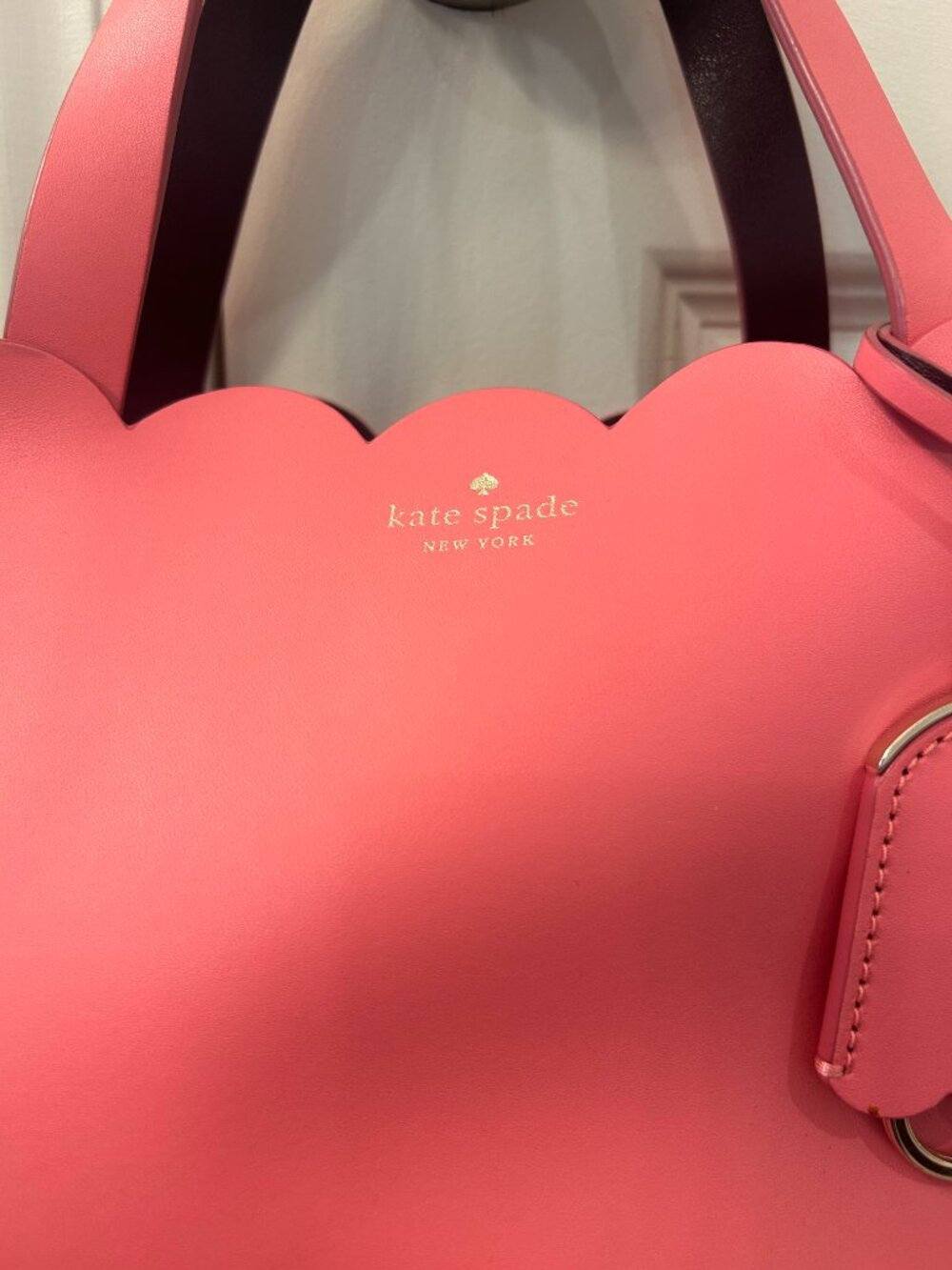 Kate Spade Scallop Edge Pink Leather Medium Tote Crossbody Satchel - Picture 3 of 4